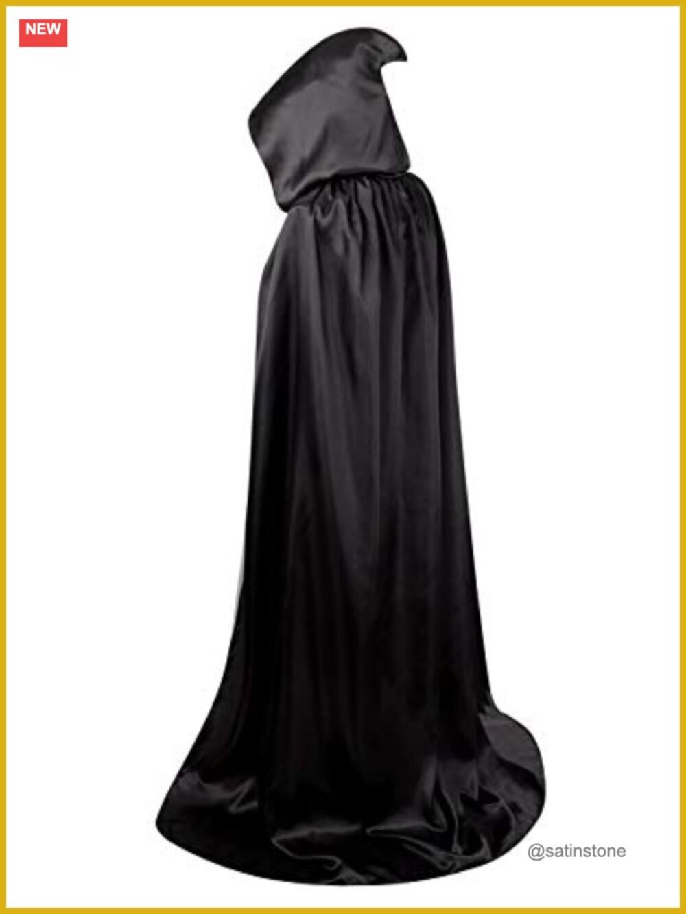 Unisex Hooded Cape Full Length Satin Costume Cloak Cosplay Robe